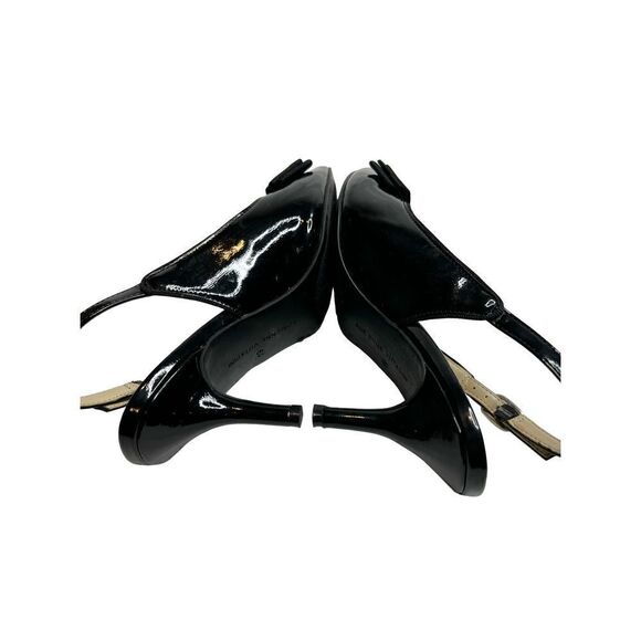 Adrienne Vittadini Shaniya black patent leather pointed toe sling back heels siz - Picture 15 of 16